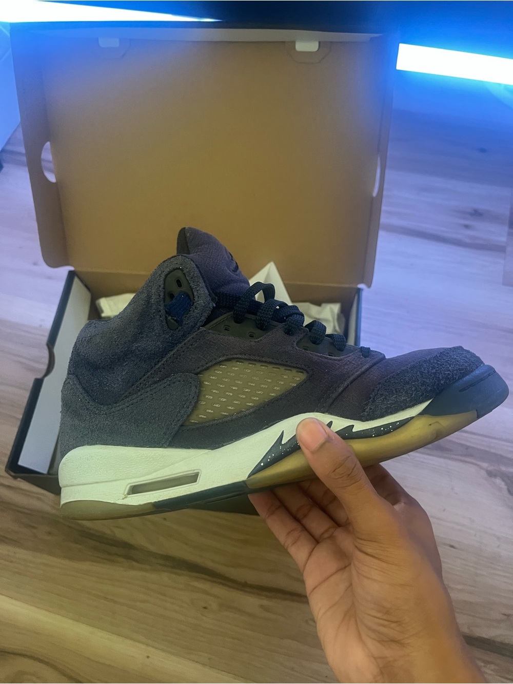 Jordan Kids High-Top Sneakers in Charcoal Gray and White